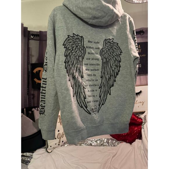 VS pink Full zip up hoodie hooded sweatshirt large vintage bling - Picture 6 of 9